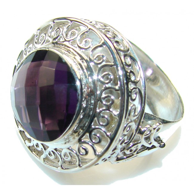 Paradise Bloom!! Purple Amethyst Sterling Silver ring s. 13
