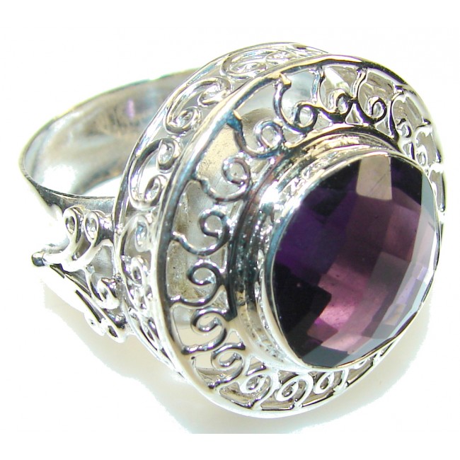 Paradise Bloom!! Purple Amethyst Sterling Silver ring s. 13