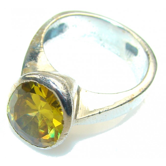 Perfect Yellow Citrine Quartz Sterling Silver Ring s. 8