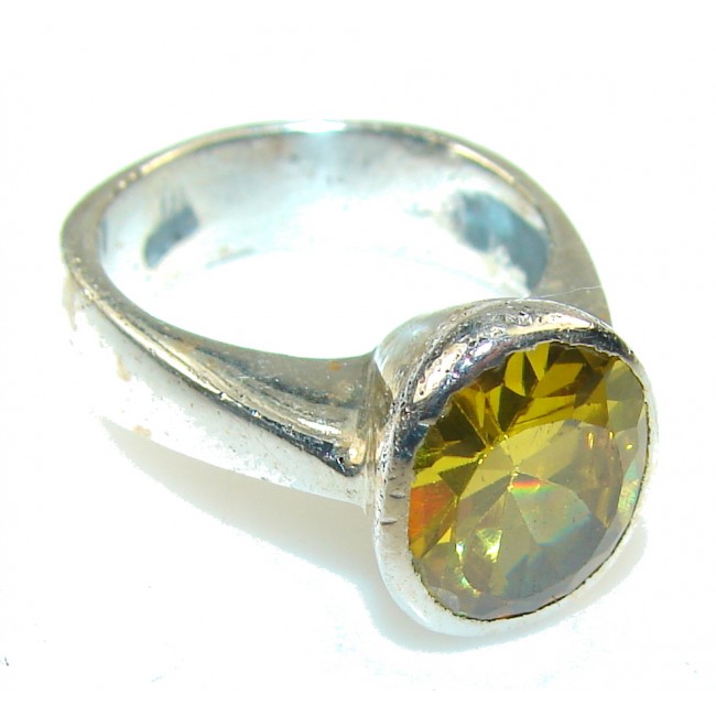 Perfect Yellow Citrine Quartz Sterling Silver Ring s. 8