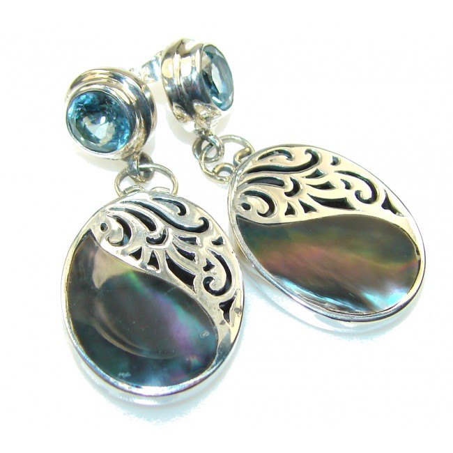 Awesome Design!! Rainbow Abalone Sterling Silver earrings