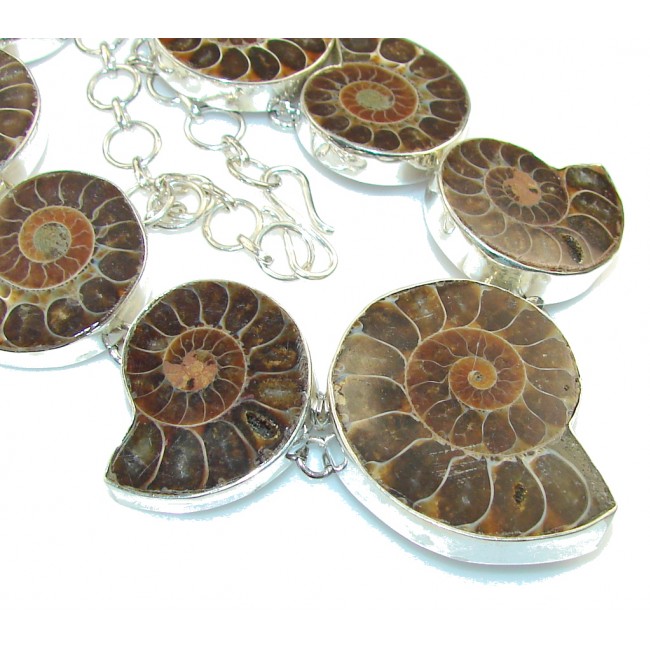 Ocean Night! Ammonite Fossil Sterling Silver necklace