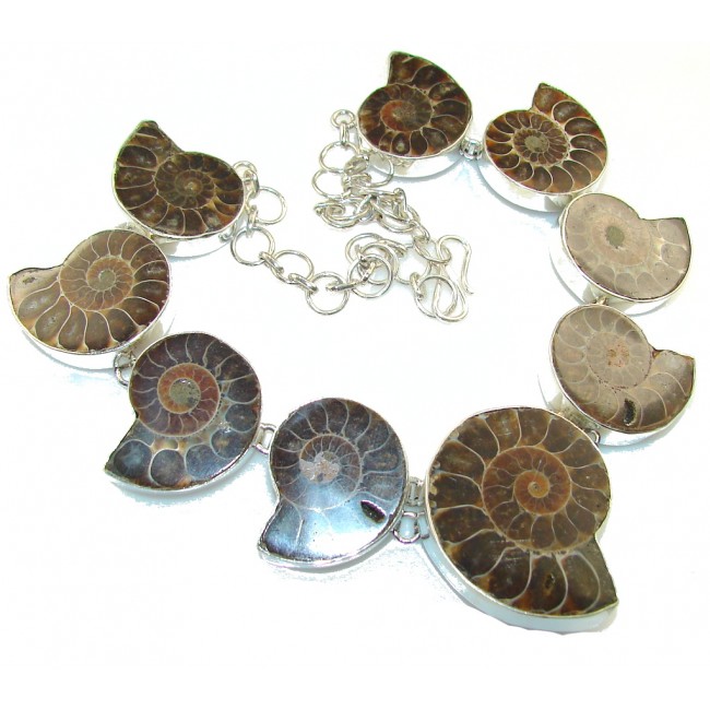 Ocean Night! Ammonite Fossil Sterling Silver necklace
