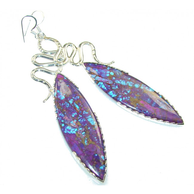 Jumbo! Fantastic Purple Turquoise Sterling Silver earrings