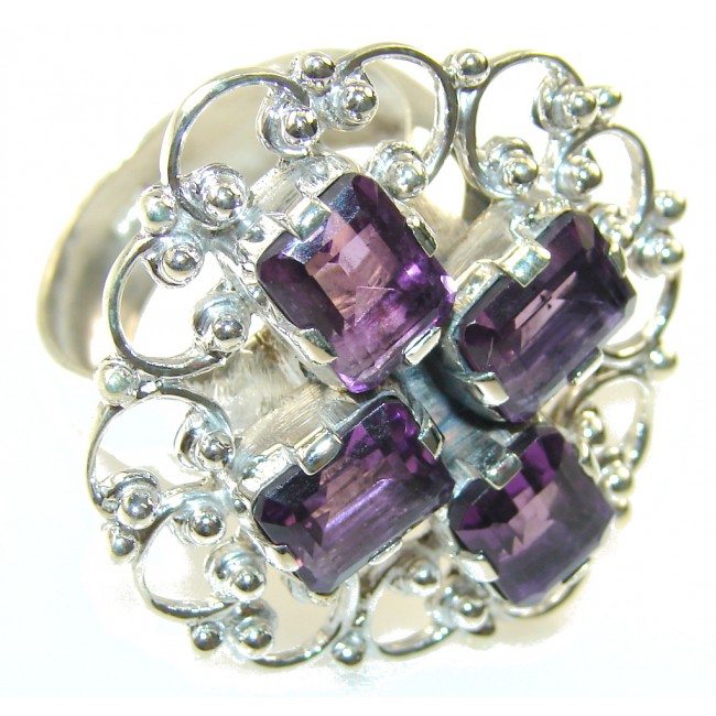 Beautiful Design!! Purple Amethyst Sterling Silver ring s. 12