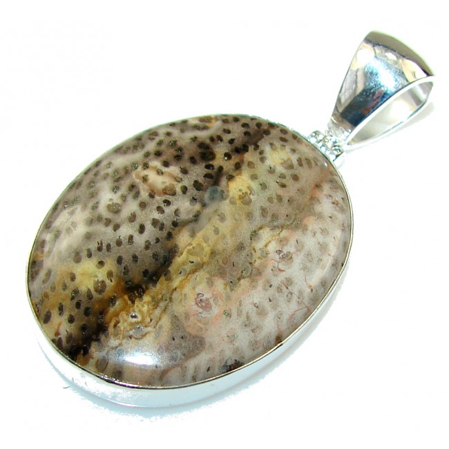 New Trendy!! Fossilized Coral Sterling Silver pendant