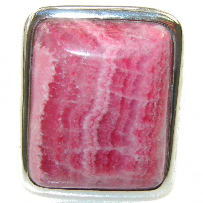 Perfect Pink Rhodochrosite Sterling Silver ring s. 8