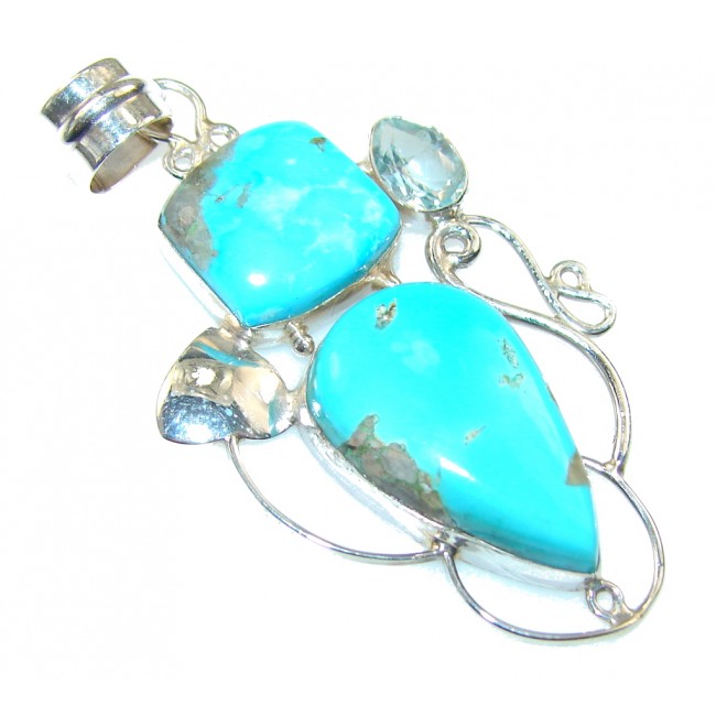 Sleeping Beauty!! Blue Turquoise Sterling Silver Pendant