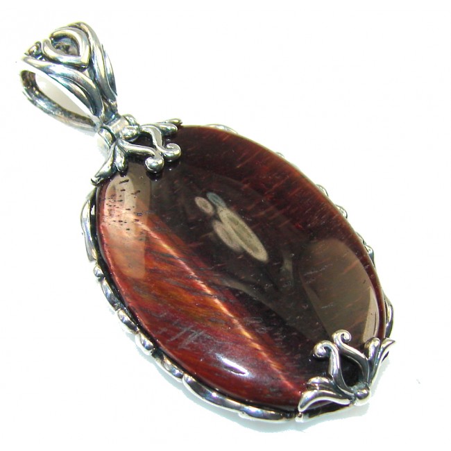 Amazing Red Tigers Eye Sterling Silver Pendant