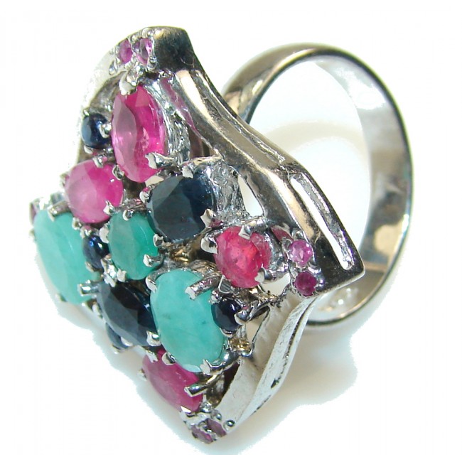 Gorgeous Design!! Pink Ruby Sterling Silver Ring s. 8