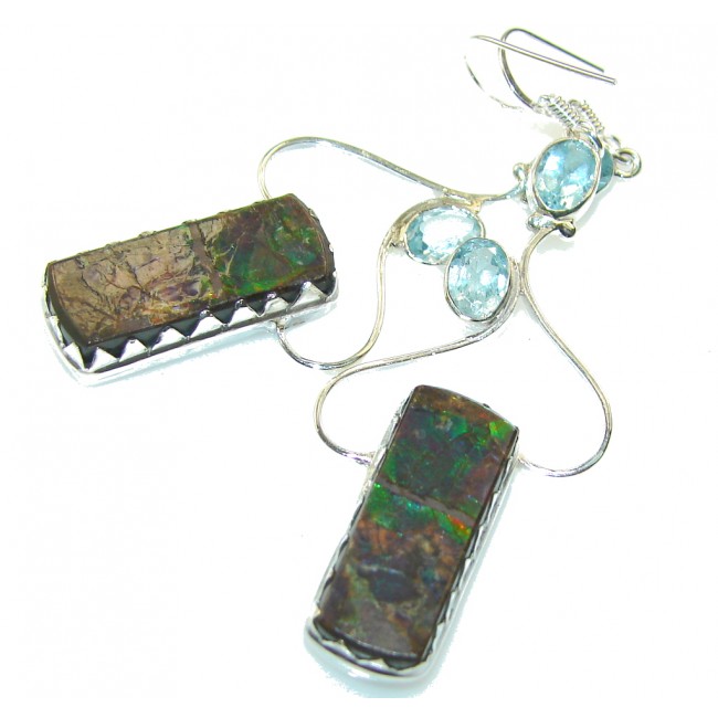 Awesome Green Ammolite Sterling Silver earrings