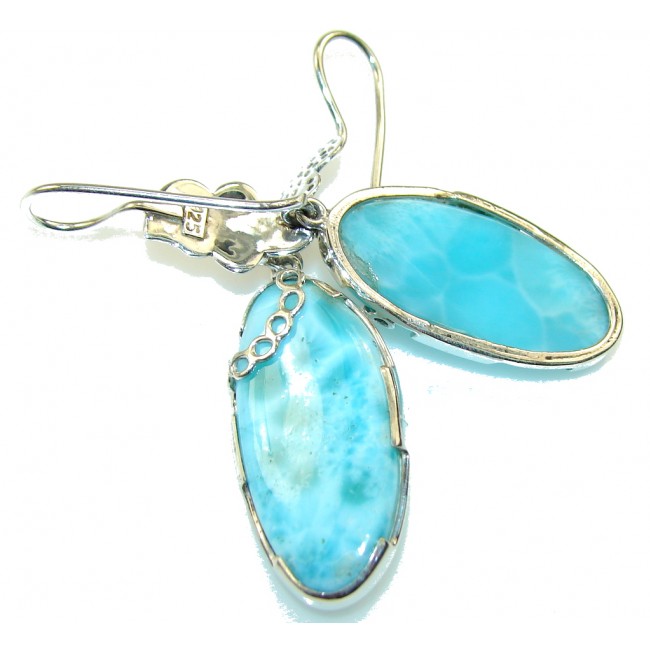 Fabulous DEsign!! Blue Larimar Sterling Silver earrings