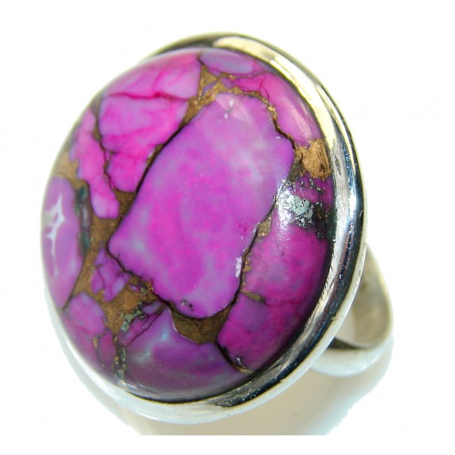 Purple Copper Turquoise Sterling Silver Ring s. 7 3/4