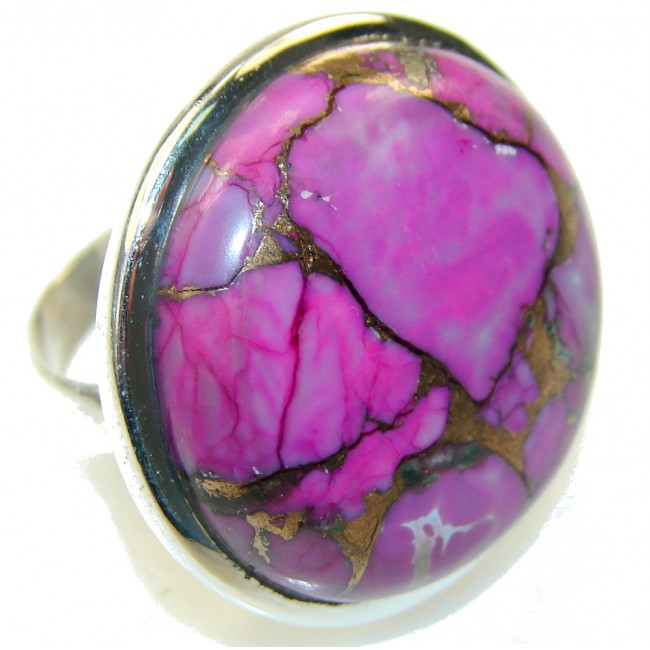 Purple Copper Turquoise Sterling Silver Ring s. 7 3/4