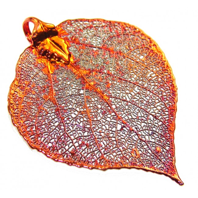 Delicate Brown Leaf Sterling Silver Pendant