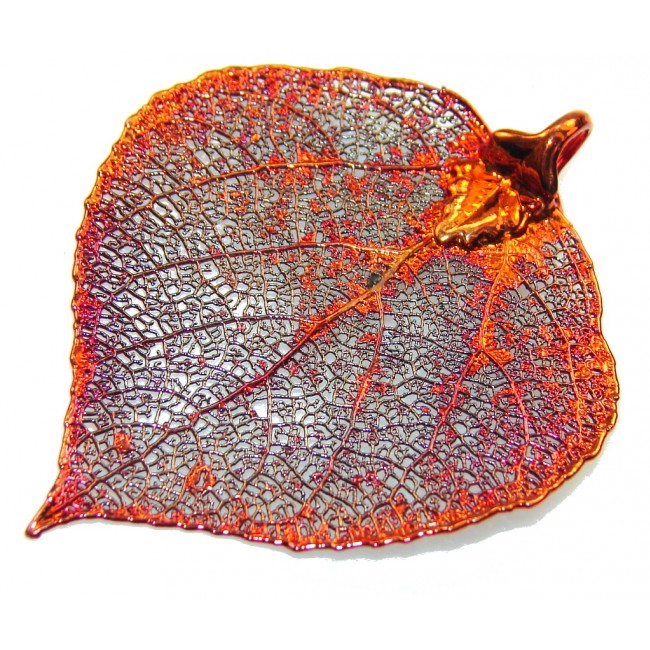 Delicate Brown Leaf Sterling Silver Pendant