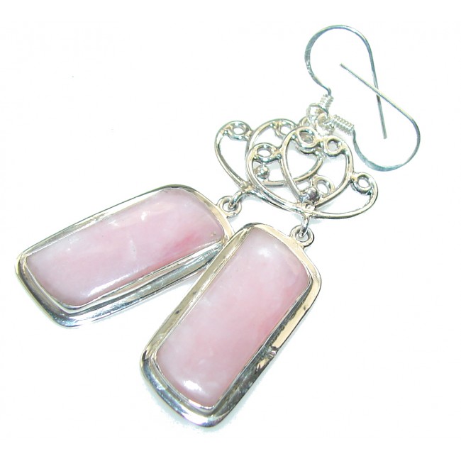 Delicate!! Pink Opal Sterling Silver earrings