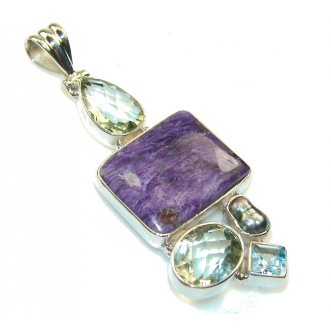Awesome Purple Charoite Sterling Silver Pendant