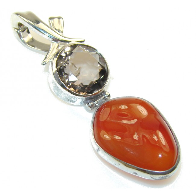 Excellent Brown Carnelian Sterling Silver Pendant