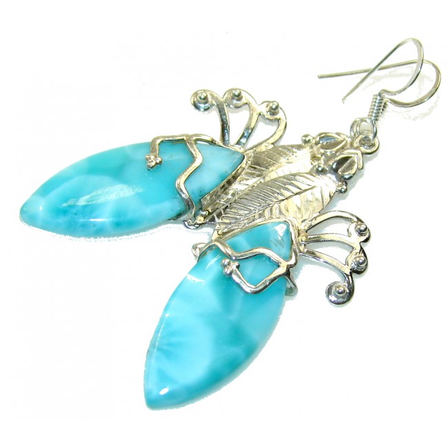 New Design!! Light Blue Larimar Sterling Silver earrings