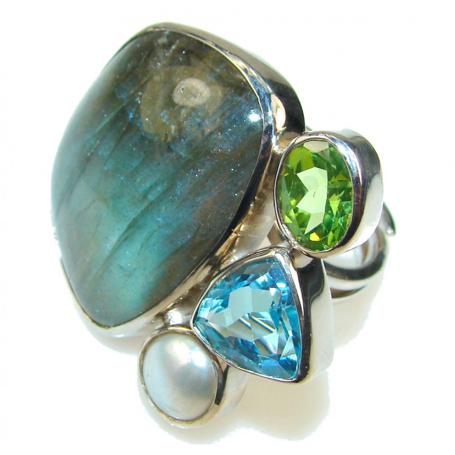 New Life!! Blue Labradorite Sterling Silver Ring s. 8