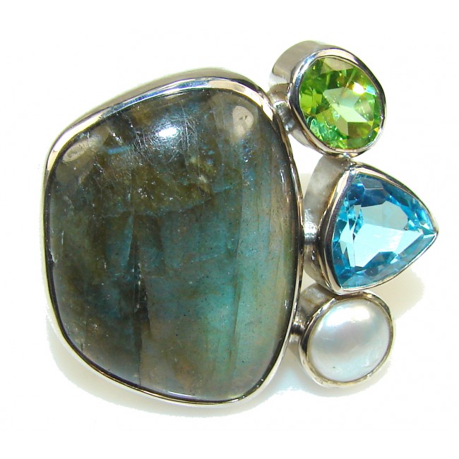 New Life!! Blue Labradorite Sterling Silver Ring s. 8