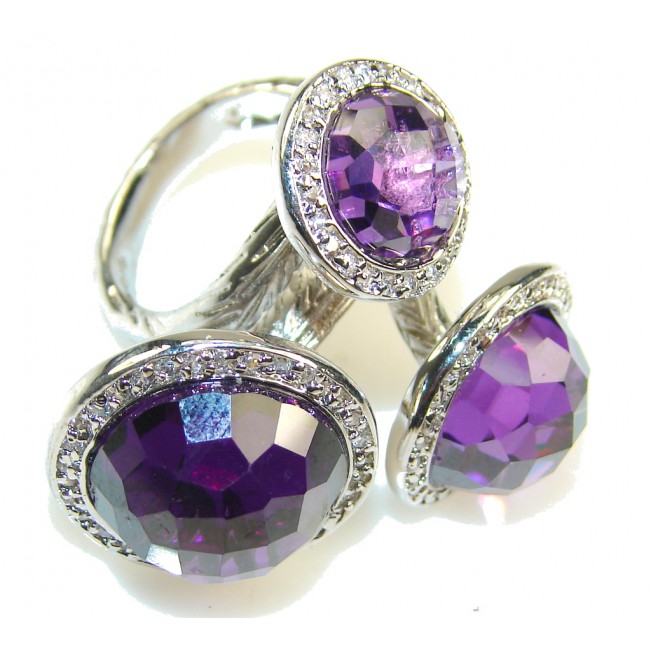 California Style!! Purple Alexandrite Quartz Sterling Silver Ring s. 6 1/2