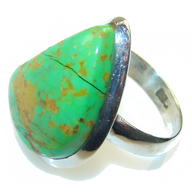 Classy Green Copper Turquoise Sterling Silver Ring s. 8