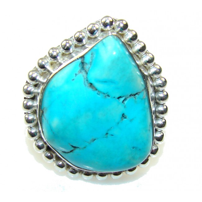 Brazilian Sea!! Blue Turquoise Sterling Silver Ring s. 6