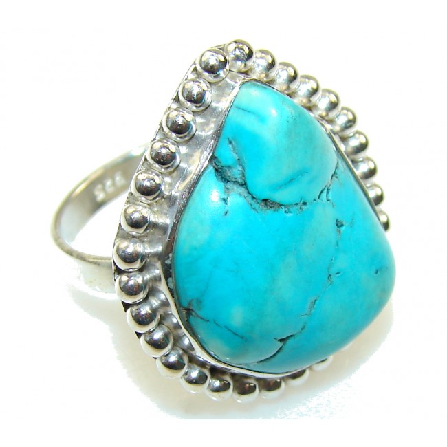 Brazilian Sea!! Blue Turquoise Sterling Silver Ring s. 6