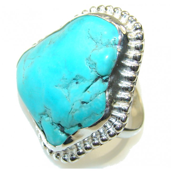 Regal Blue!! Blue Turquoise Sterling Silver Ring s. 8 1/4