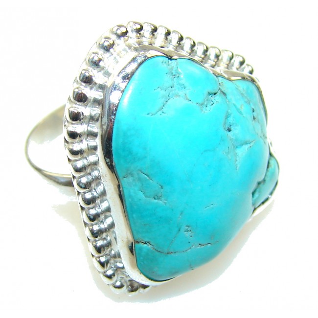 Regal Blue!! Blue Turquoise Sterling Silver Ring s. 8 1/4
