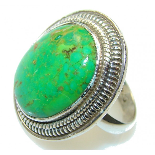 Green Power!! Turquoise Sterling Silver Ring s. 8 1/4