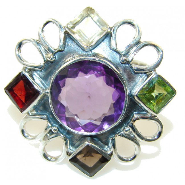 Island Fantasy!! Purple Amethyst Sterling Silver Ring s. 10