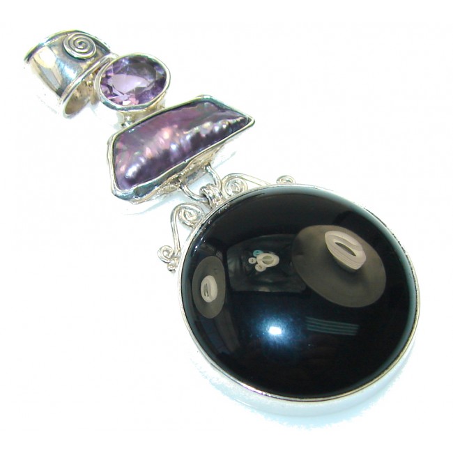 Awesome Black Onyx Sterling Silver Pendant