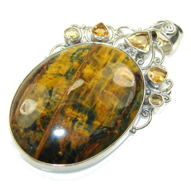 Awesome Brown Tigers Eye Sterling Silver Pendant
