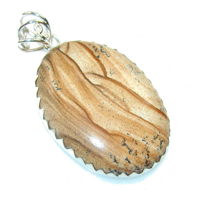 Excellent Brown Picture Jasper Sterling Silver Pendant