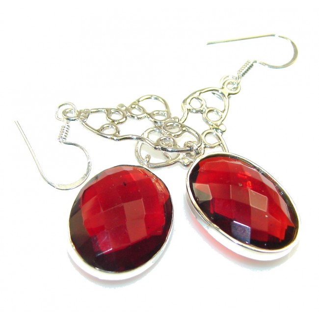 Vegas Quick Love!! Red Quartz Sterling Silver earrings