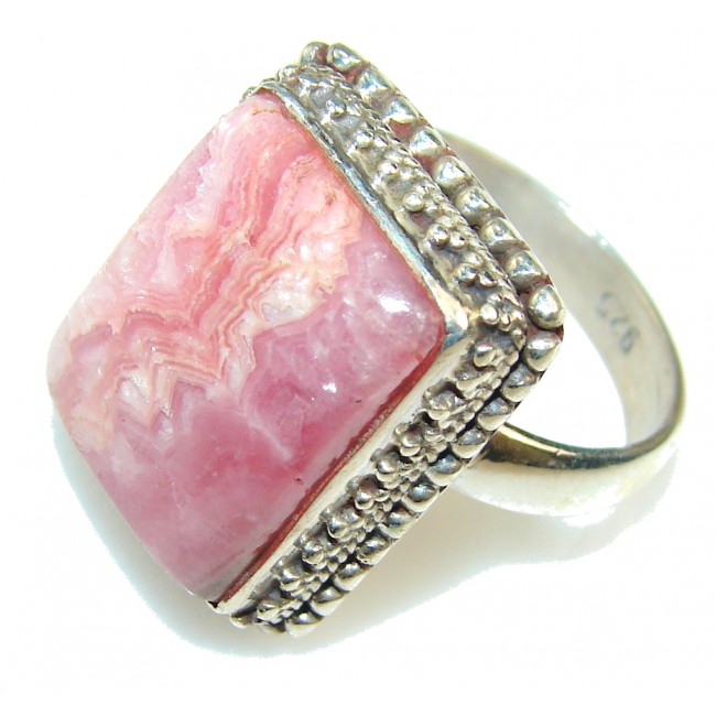 Fantastic Pink Rhodochrosite Sterling Silver ring s. 8 3/4