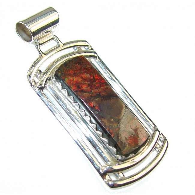 Beautiful Red Ammolite Sterling Silver Pendant