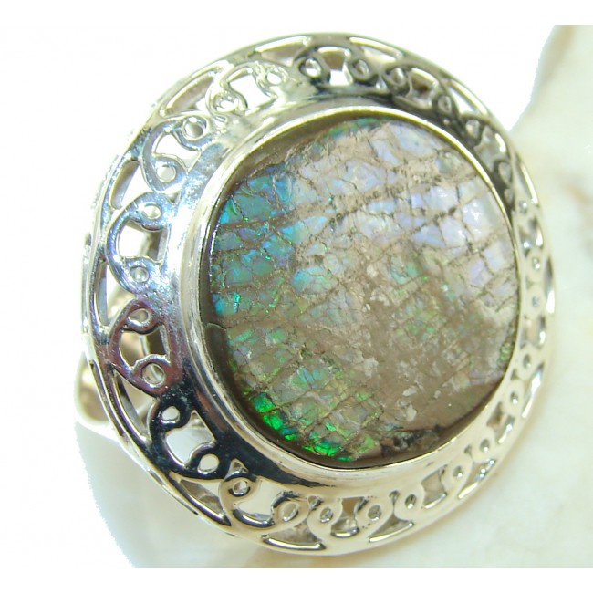 Big!! Awesome Ammolite Sterling Silver ring s. 11 1/2