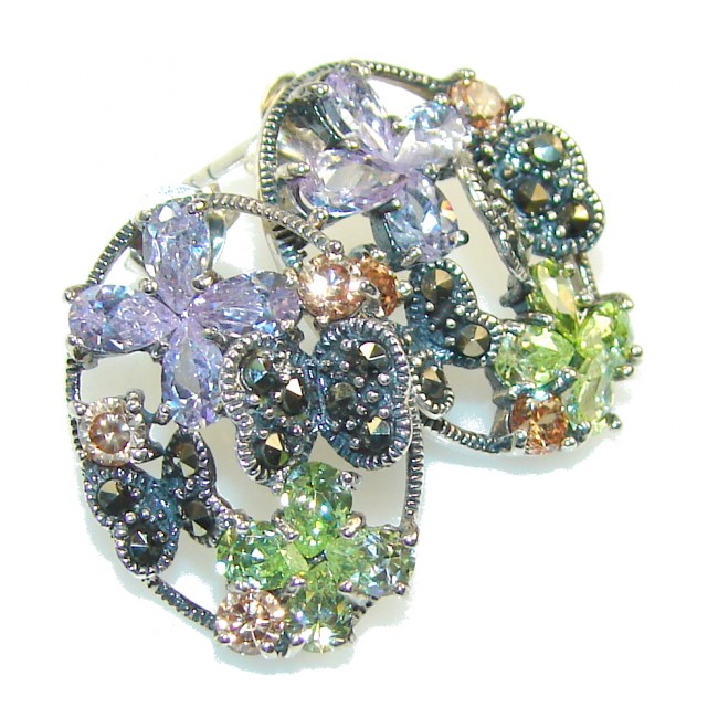 Amazing Multicolor Quartz Sterling Silver earrings