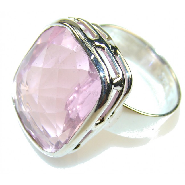 Delicate!! Pink Topaz Quartz Sterling Silver ring; size 9 1/4