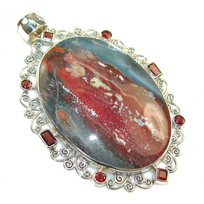 New Fantastic Fire Agate Sterling Silver pendant