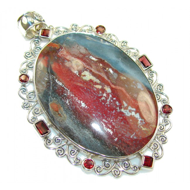 New Fantastic Fire Agate Sterling Silver pendant