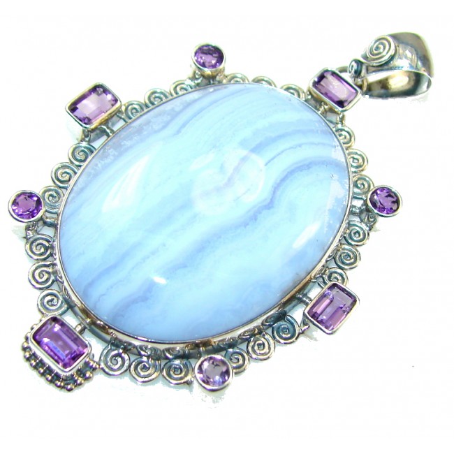Delicate Blue Lace Agate Sterling Silver Pendant