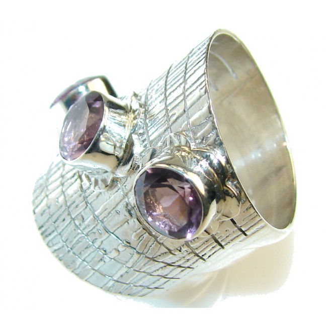 Natural Amethyst Sterling Silver ring s. 10 1/2