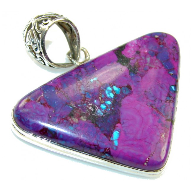 Great Classy Purple Turquoise Sterling Silver Pendant