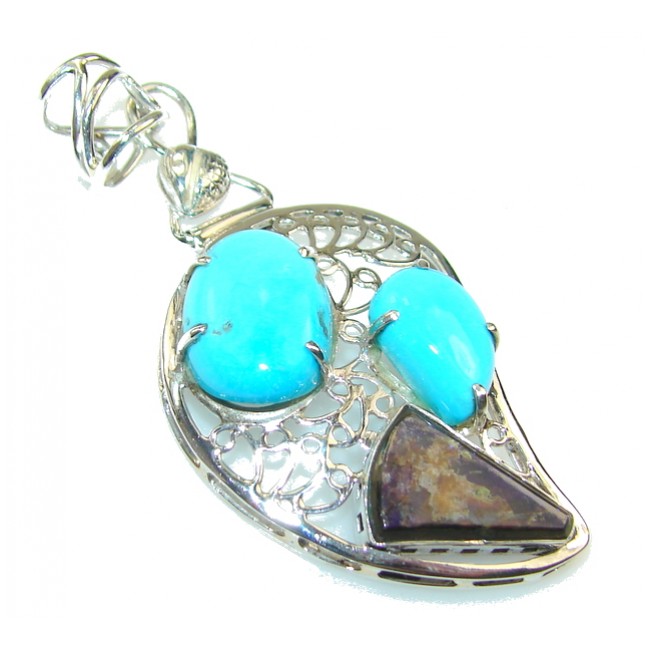 Awesome Blue Turquoise Sterling Silver Pendant