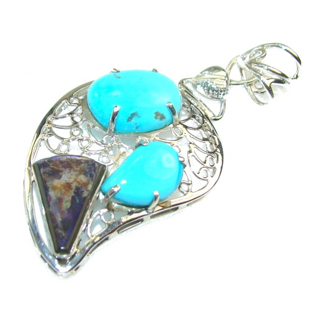 Awesome Blue Turquoise Sterling Silver Pendant